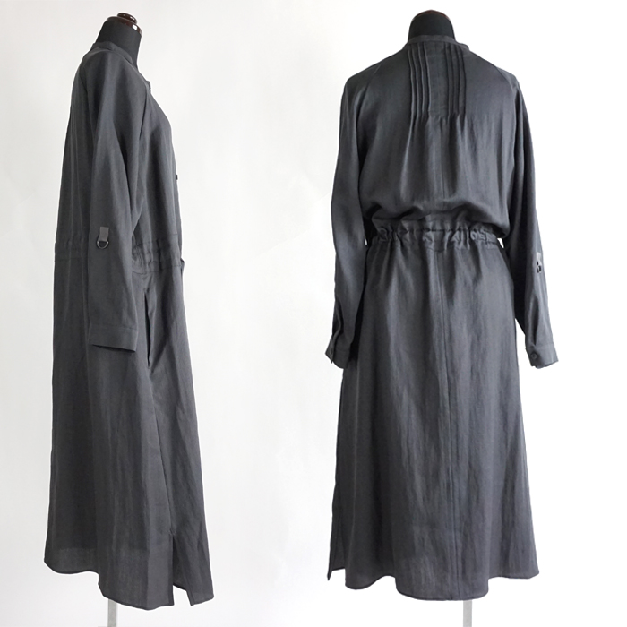 isato design works (イサトデザインワークス) ガウンシャツワンピース チャコール レディース