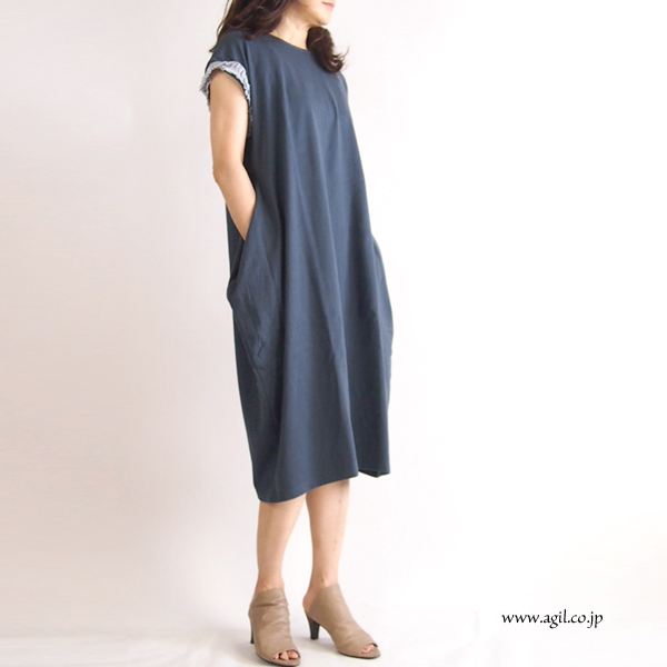 isato design works (イサトデザインワークス) カットソー サックワンピース ブルー系 レディース