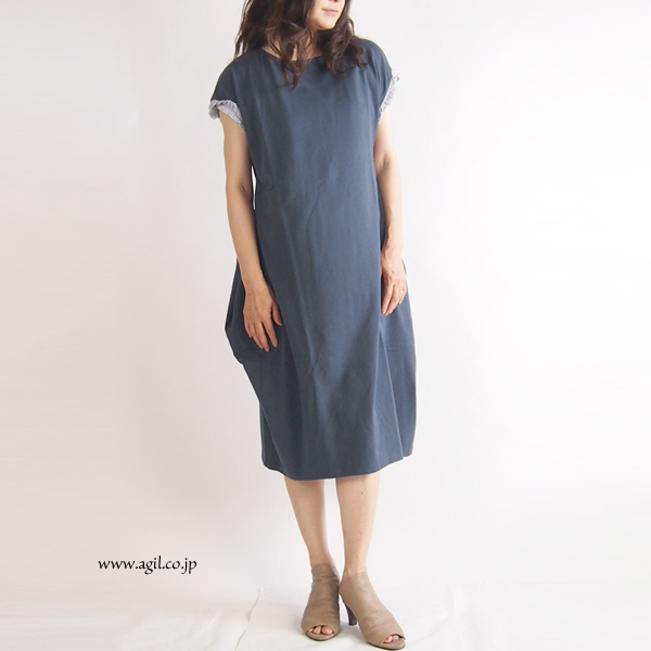 isato design works (イサトデザインワークス) カットソー サックワンピース ブルー系 レディース