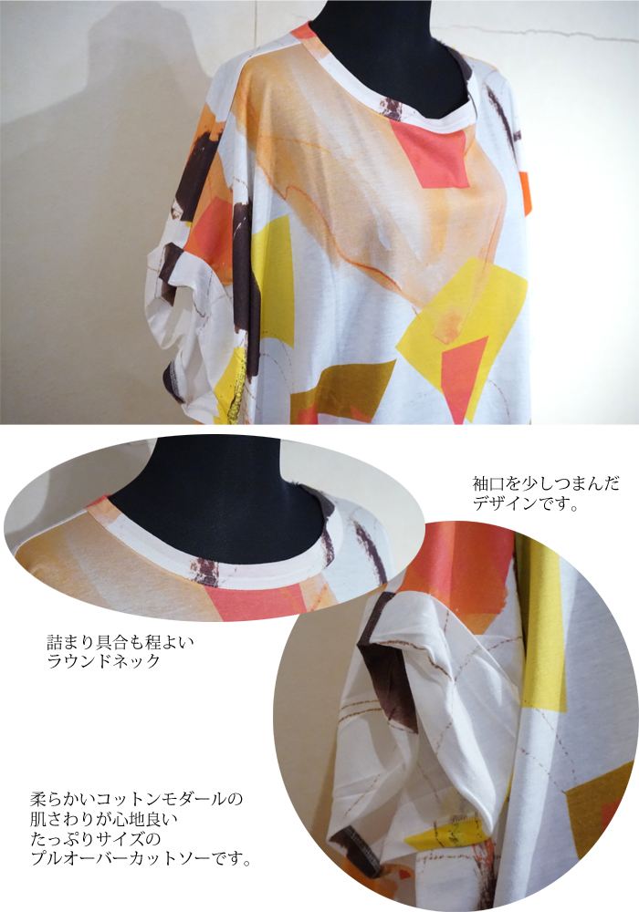 isato design works (イサトデザインワークス) ラウンドネックプリント半袖カットソー レディース