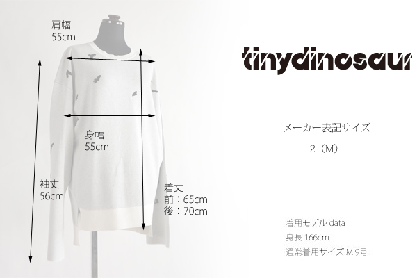 tiny dinosaur (タイニーダイナソー) ジャガード 綿 プルオーバー ニット ホワイト系 レディース