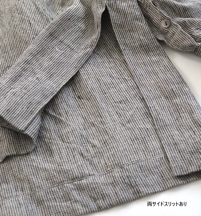 Squady スカディ リネンスキッパーシャツ 長袖 チュニック丈 日本製 レディース