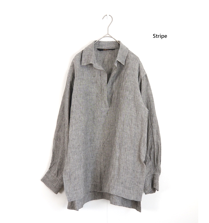 Squady スカディ リネンスキッパーシャツ 長袖 チュニック丈 日本製 レディース