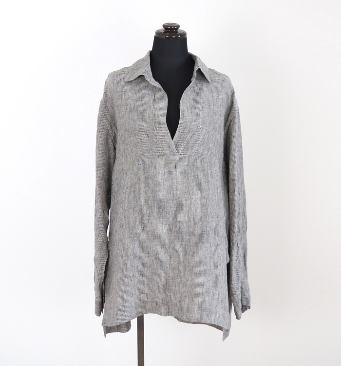 Squady スカディ リネンスキッパーシャツ 長袖 チュニック丈 日本製 レディース