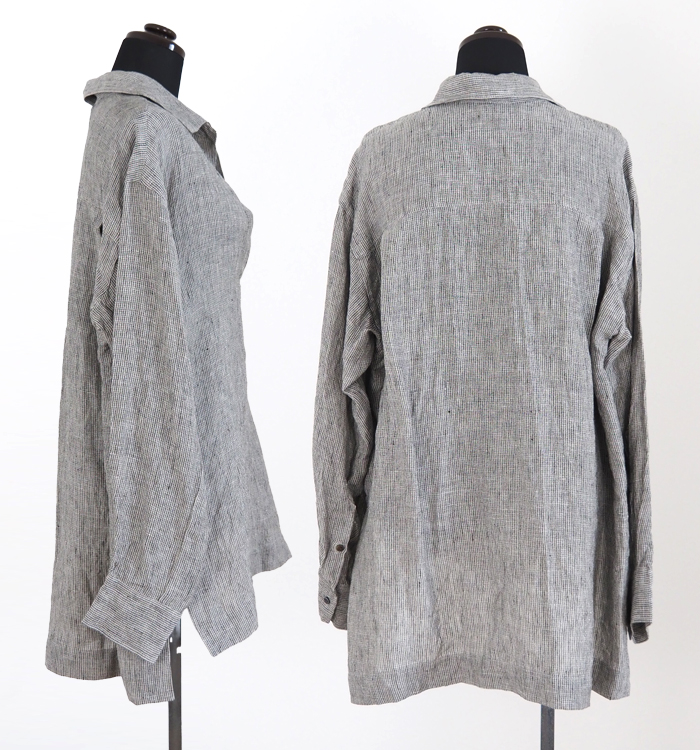 Squady スカディ リネンスキッパーシャツ 長袖 チュニック丈 日本製 レディース