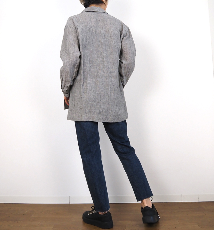 Squady スカディ リネンスキッパーシャツ 長袖 チュニック丈 日本製 レディース