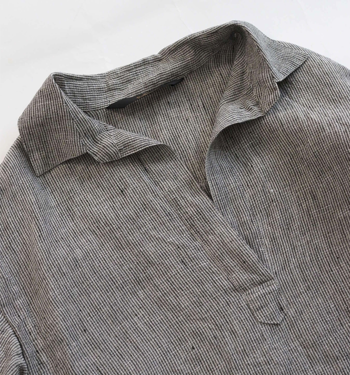 Squady スカディ リネンスキッパーシャツ 長袖 チュニック丈 日本製 レディース