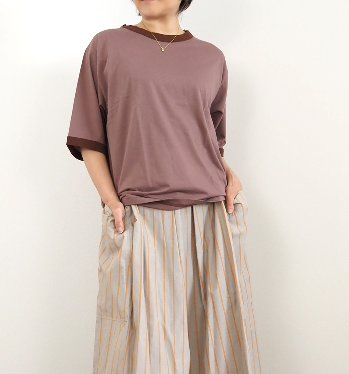 Squady スカディ Albiniコットン ラウンドネックプルオーバー