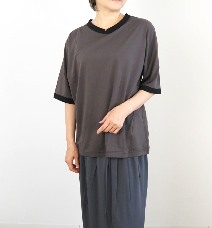 Squady スカディ Albiniコットン ラウンドネックプルオーバー