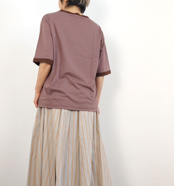 Squady スカディ Albiniコットン ラウンドネックプルオーバー