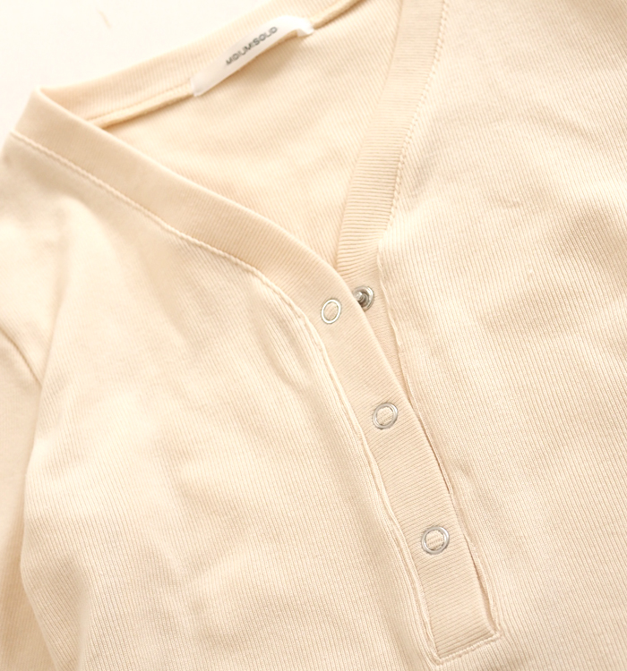 MIDIUMISOLID ミディウミソリッド Vネック ヘンリーネックリブプルオーバー