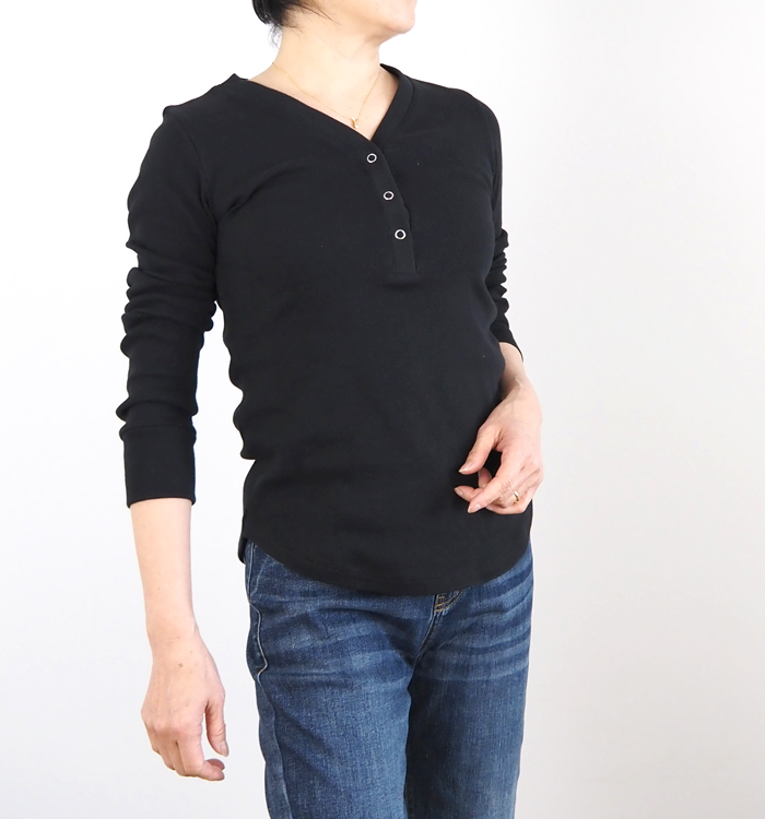 MIDIUMISOLID ミディウミソリッド Vネック ヘンリーネックリブプルオーバー