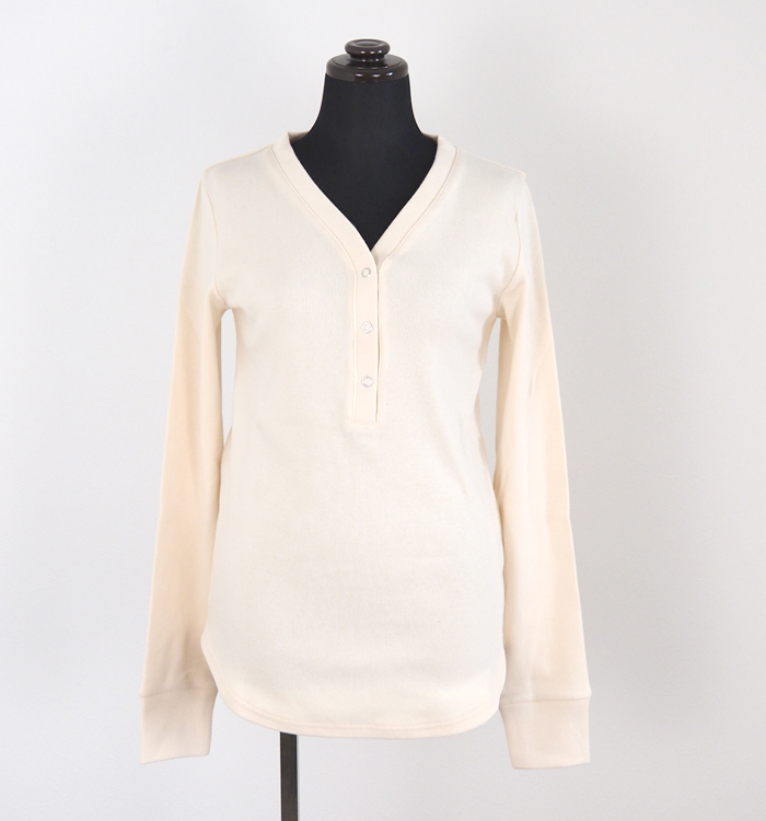 MIDIUMISOLID ミディウミソリッド Vネック ヘンリーネックリブプルオーバー