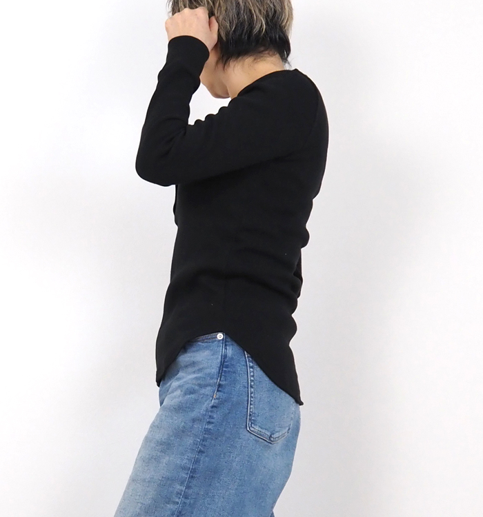 MIDIUMISOLID ミディウミソリッド Vネック ヘンリーネックリブプルオーバー