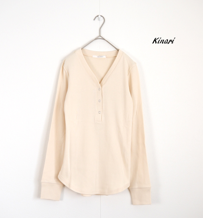 MIDIUMISOLID ミディウミソリッド Vネック ヘンリーネックリブプルオーバー