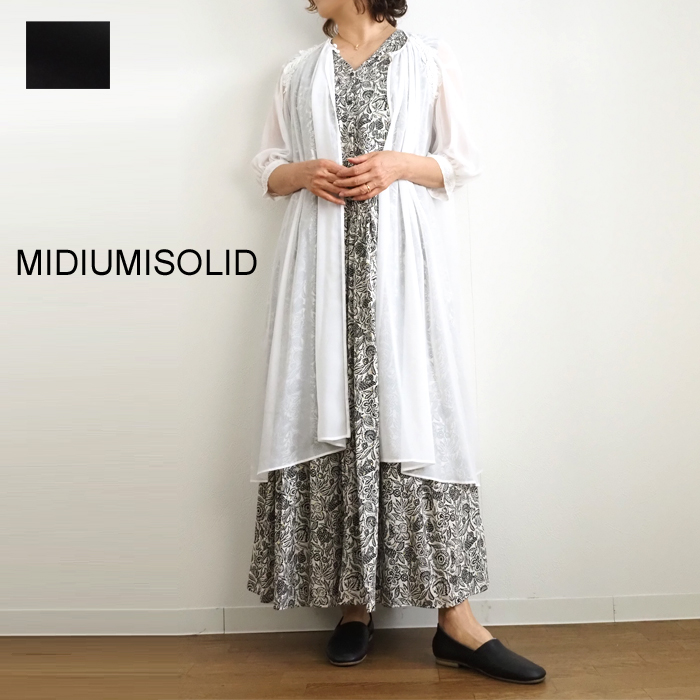 MIDIUMISOLID ミディウミソリッド シフォンモチーフレース カーディガン レディース