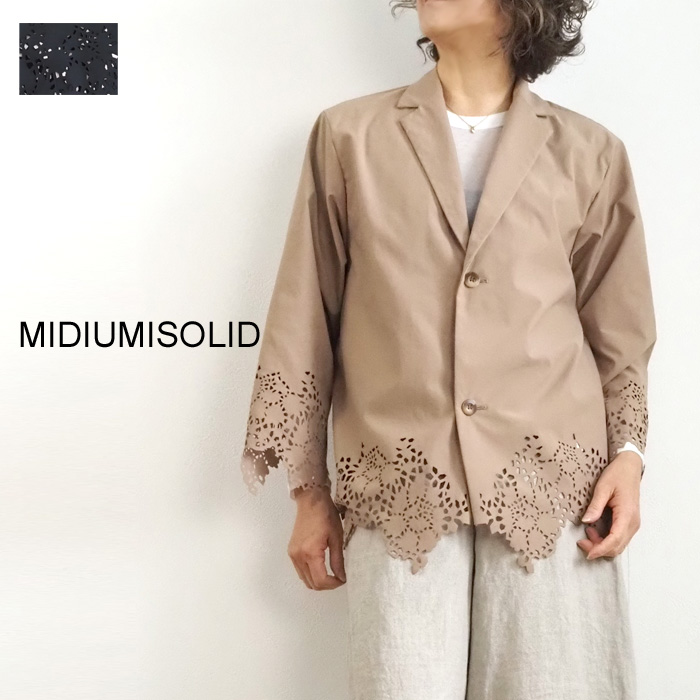 MIDIUMISOLID ミディウミソリッド カットレース ジャケット レディース