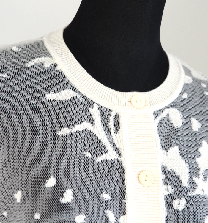 mizuiro ind ミズイロインド メッシュ刺繍 クルーネックカーディガン