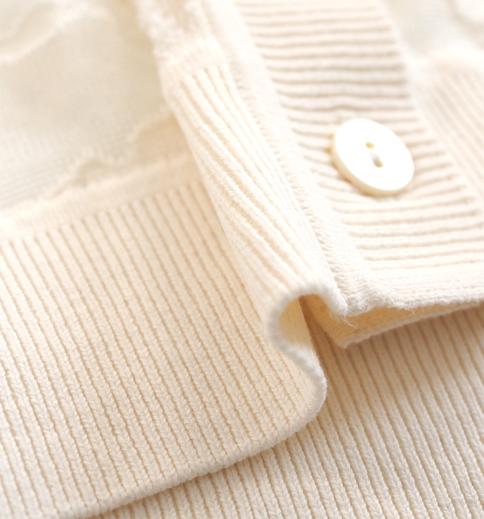 mizuiro ind ミズイロインド メッシュ刺繍 クルーネックカーディガン