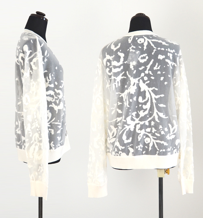 mizuiro ind ミズイロインド メッシュ刺繍 クルーネックカーディガン