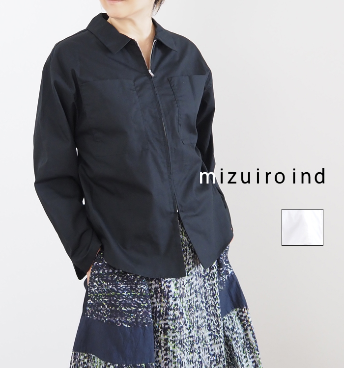 mizuiro ind ミズイロインド ジップシャツ 長袖 レディース