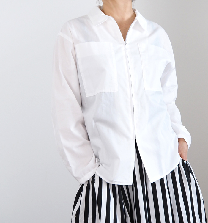 mizuiro ind ミズイロインド ジップシャツ 長袖 レディース