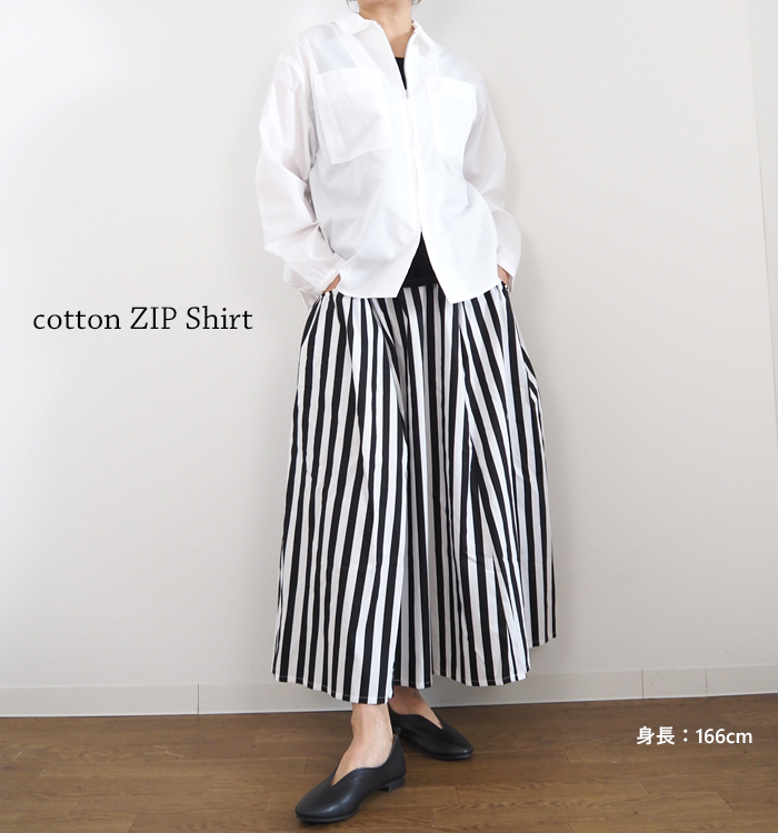 mizuiro ind ミズイロインド ジップシャツ 長袖 レディース