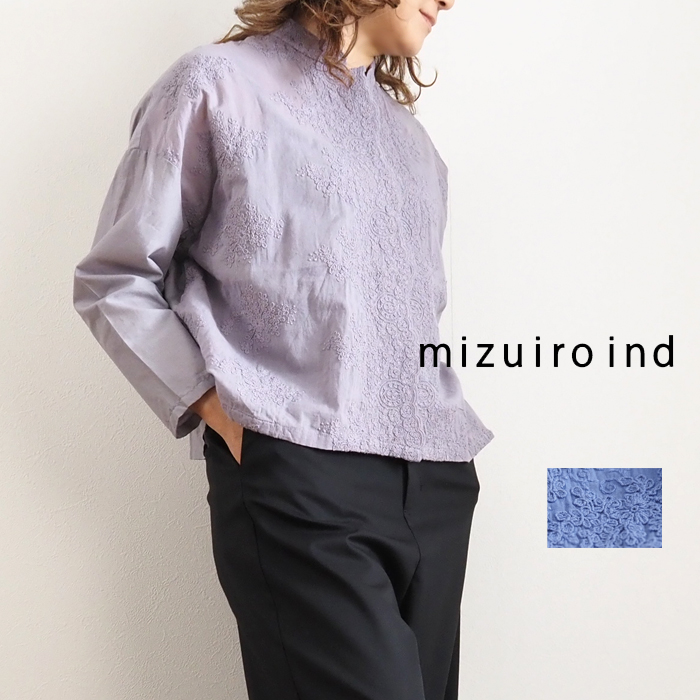 mizuiro ind ミズイロインド　ワイドシャツカラーコート