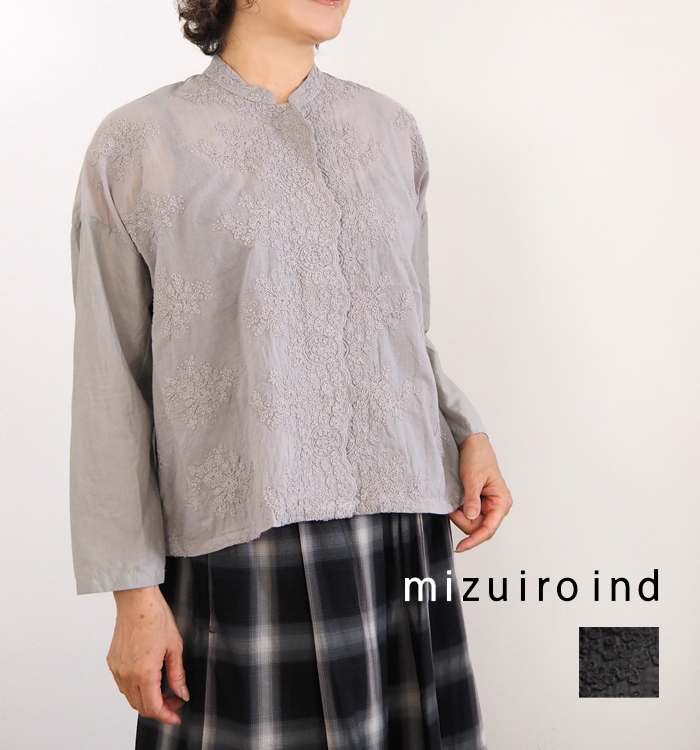 mizuiro ind ミズイロインド シャツ ワイド レーススタンド
