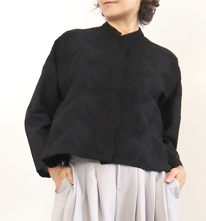 mizuiro ind ミズイロインド シャツ ワイド レーススタンドカラー レディース