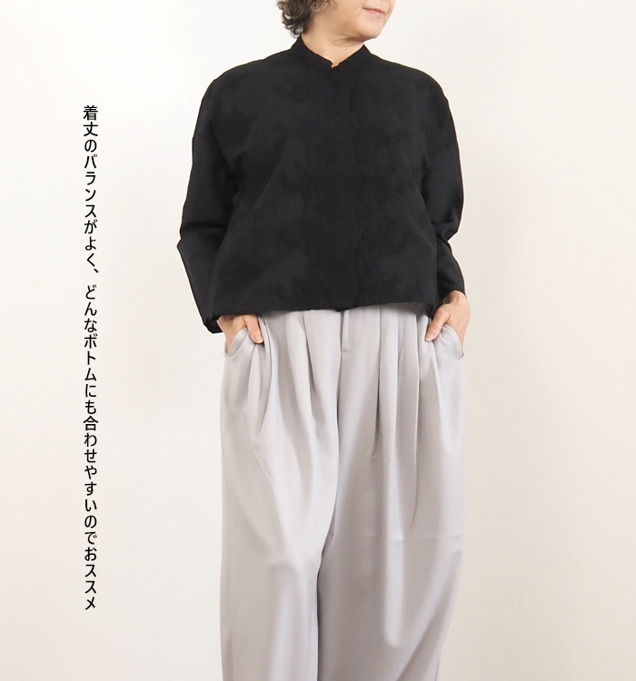 mizuiro ind ミズイロインド シャツ ワイド レーススタンドカラー レディース