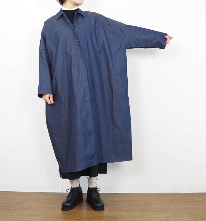 mizuiro ind ミズイロインド デニムワイドシャツワンピース