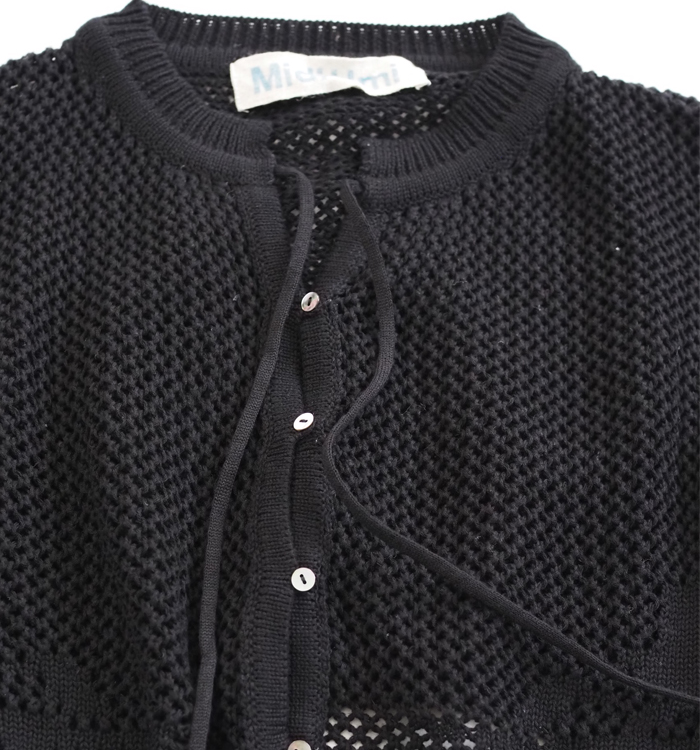 MidiUmi ミディウミ ニードルワークニットカーディガン｜透かし編み花柄メッシュ