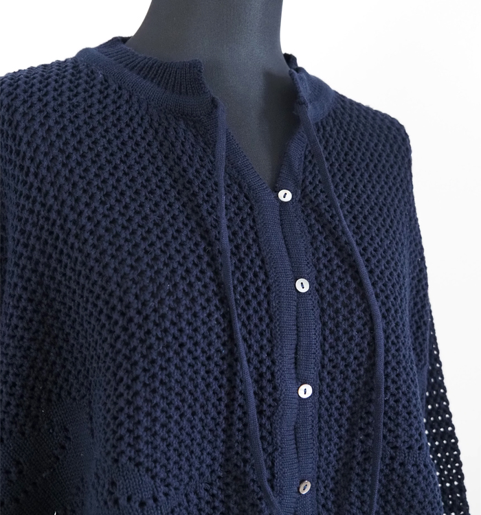 MidiUmi ミディウミ ニードルワークニットカーディガン｜透かし編み花柄メッシュ