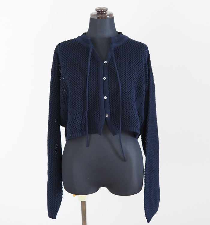 MidiUmi ミディウミ ニードルワークニットカーディガン｜透かし編み花柄メッシュ