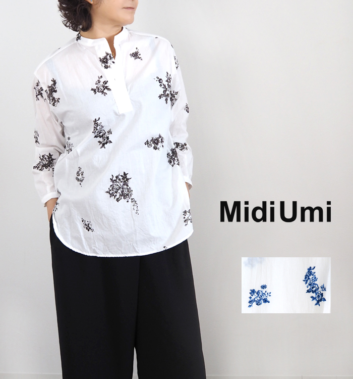 MidiUmi ミディウミ フラワープリントスキッパーシャツチュニック レディース