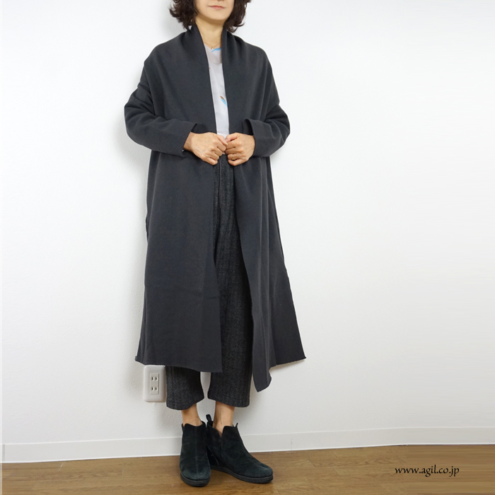 Squady (スカディ) 裏起毛スウェットハオリ ウール混コーディガン レディース