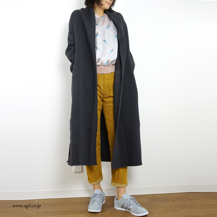 Squady (スカディ) 裏起毛スウェットハオリ ウール混コーディガン レディース