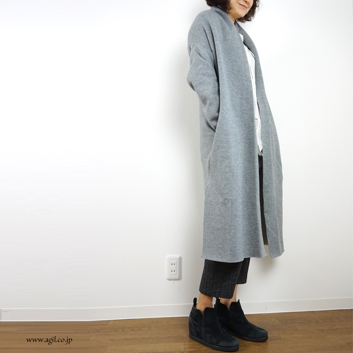 Squady (スカディ) 裏起毛スウェットハオリ ウール混コーディガン レディース