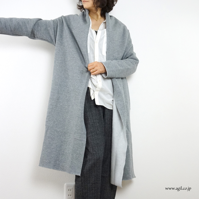 Squady (スカディ) 裏起毛スウェットハオリ ウール混コーディガン レディース