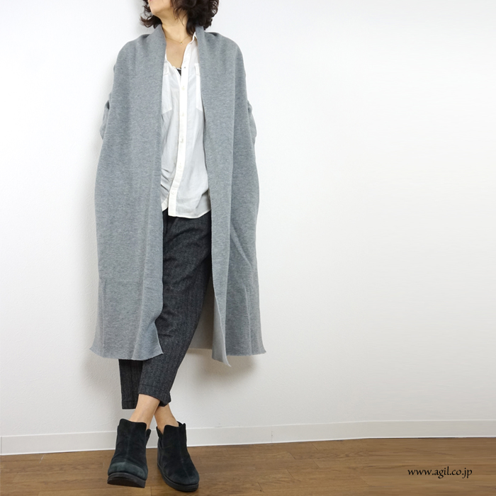 Squady (スカディ) 裏起毛スウェットハオリ ウール混コーディガン レディース
