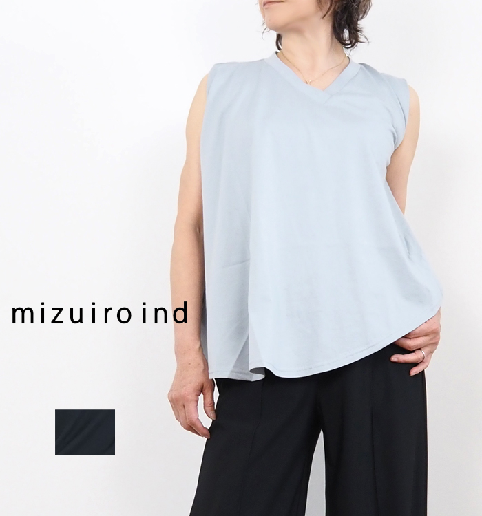 mizuiro ind ミズイロインド Vネックアシンメトリープルオーバーカットソー レディース