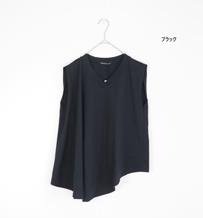 mizuiro ind ミズイロインド Vネックアシンメトリープルオーバーカットソー レディース