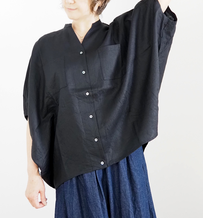 mizuiro ind ミズイロインド リネンスタンドカラーコクーン