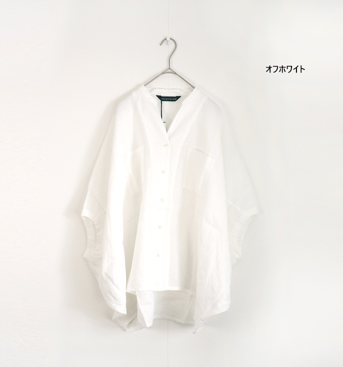 mizuiro ind ミズイロインド リネンスタンドカラーコクーンシャツ