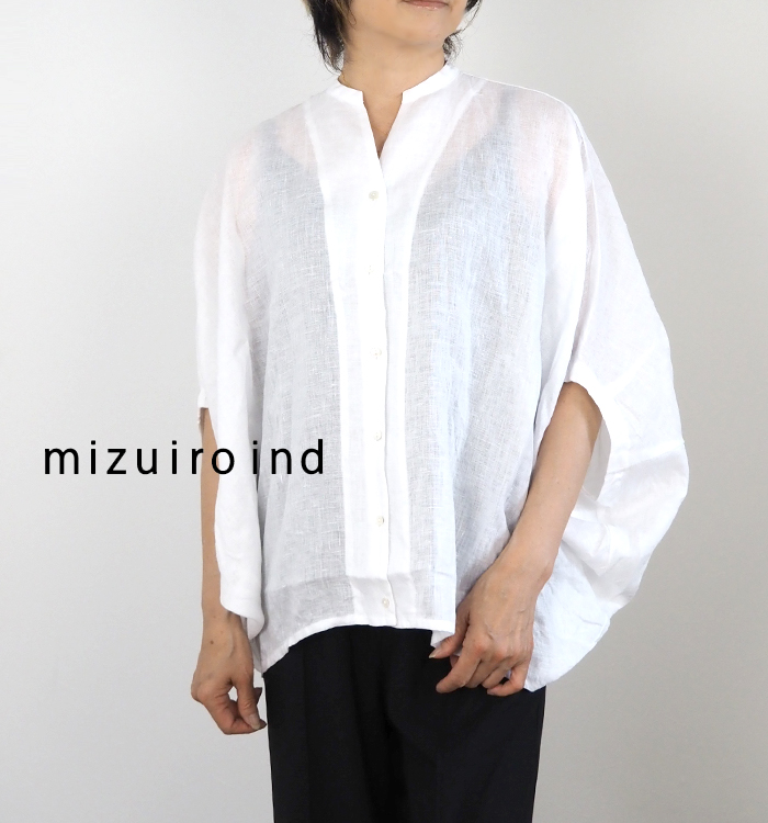 mizuiro ind リネン100%ブラウス 2-230136
