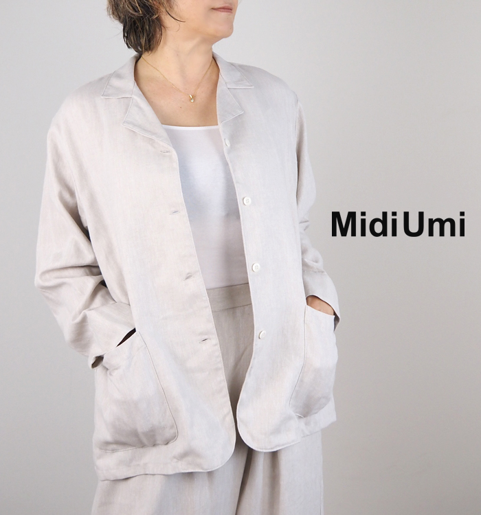 MidiUmi ミディウミ ノーザンリネンシャツジャケット レディース