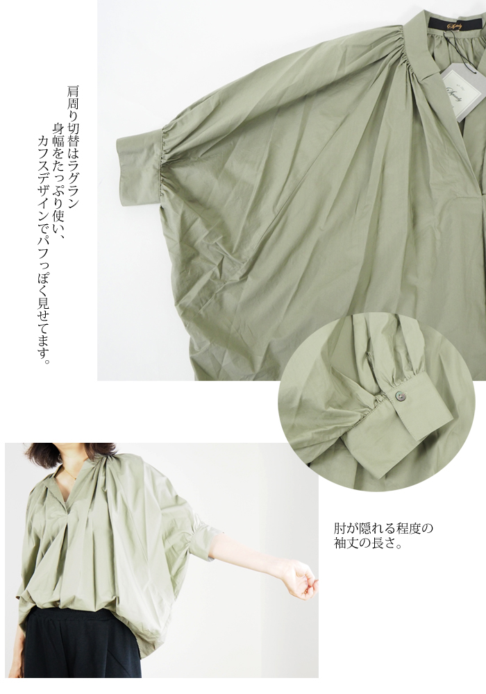 Squady (スカディ) プルオーバー スキッパーシャツ ブラウス コットンタイプライター シャツ レディース