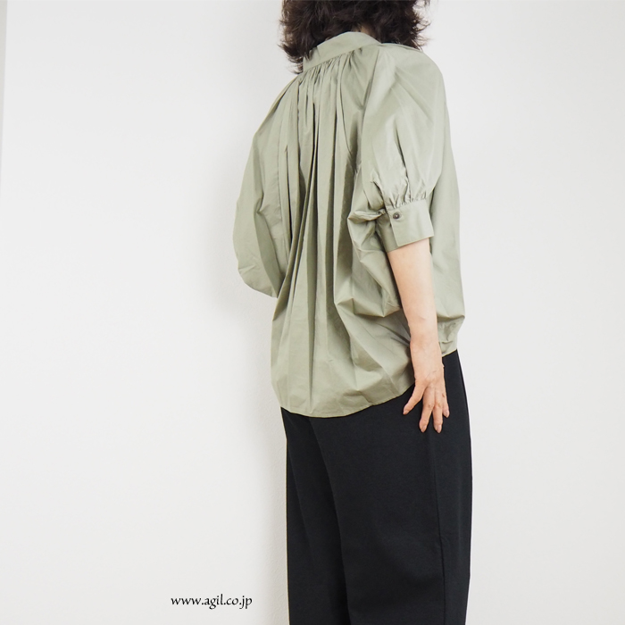 Squady (スカディ) プルオーバー スキッパーシャツ ブラウス コットンタイプライター シャツ レディース