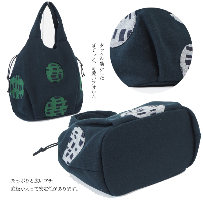 TOMOO DESIGNS (トモオデザインズ) ドット柄 布トートバッグ 巾着口 スプラッシュバッグ レディース